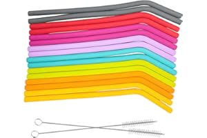 Supecesorio Pajitas de silicona reutilizables, 16 unidades, pajitas de silicona plegables con 2 cepillos, para batidos, té de burbujas, café, cócteles, leche, zumo de yogur, 25 cm