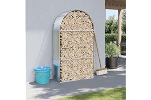 Vopese Log Holder Silver 120x45x210 cm Galvanised Steel, Firewood Log Rack, Firewood Storage Rack Shelf, Log Store Holder for Outdoor or Indoor Wood Stand