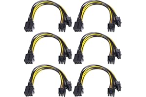 YIEJOYA Adaptateur pour câbles d'alimentation PCIe 8 Broches à 8 Broches, Pack de 6 adaptateurs d'alimentation 8 Broches (6+2) Express pour Carte Graphique GPU VGA Discret câbles d'extension 6 Paquets