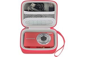 COMECASE AbergBest - Custodia per fotocamera digitale, compatibile con 21 Mega Pixel, LCD da 2,7", ricaricabile, HD, per studenti e interni, esterni, per adulti, anziani, bambini, colore: rosso