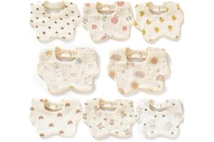 CHUANFU 8 st chiffonghaklappar, 100 % bomull, babyhaklappar, mycket absorberande, justerbar haklapp för unisex flickor och pojkar, halka och tänder