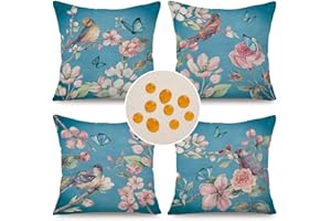 Cirzone Deko Wohnzimmer Kissenbezug 45x45 4er Set Wetterfest Leinen Outdoor Kissen Boho Deko für Garten, Balkon