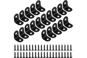MENGH-SHOP Equerre de Fixation Noir Angle Droit Support en forme de L Metalliques Equerres avec Vis pour Bois Meubles Placard Support 20 Pièces 20 * 20 * 16mm