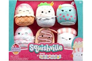 Squishville by Original Squishmallows Varsity Squad Plush - Six 2-Inch Squishmallows Plush Including Nya, Rocket, Benedict, Mario, Dane, and Armie - Toys for Kids