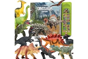 FRUSE Dinosaur Toys for Boys 3-5 with Interactive Sound Book,12 Pcs Dinosaurs Figures,Dinosaur Book with Sound,Toddler Dinosaur Learning Toys,Dino Present for Boys and Girls Age 3 4 5 6 7 8