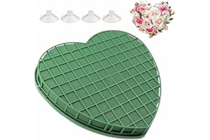 HXXWEUS Coeur en Mousse à Fleurs, 21 cm Mousse Florale Fraîche, Coeur en Mousse Florale avec Treillis, Plaque Mousse avec Ventouse, Convient aux Fleuristes, aux Arrangements de Table et aux Fêtes