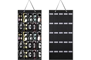 HNBTX Riporre Gli Occhiali da Parete,Portaocchiali da Paretes,Portaocchiali Parete,Portaocchialis da Paretes In Feltro com 25 Scomparti,Organizer da Paretes per Occhiali da Sole (Nero)