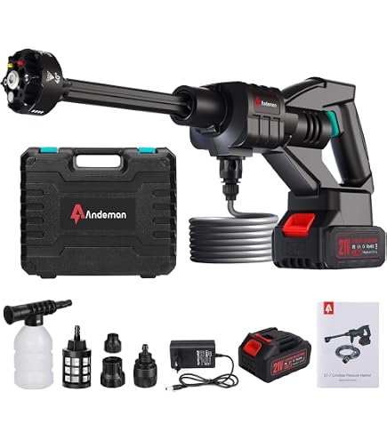Viugreum 1500W Akku Hochdruckreiniger – 21V, 60bar, 2 Akkus, 5m Schlauch, Für Auto, Terrasse & Pool