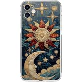 PrintiFy iPhone 11 ile Uyumlu Vitray Sol ve Luna Tasarımlı Şeffaf Silikon Kılıf