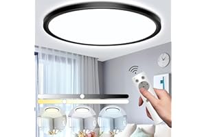 Nauotk Plafonnier LED, 24W Plafonnier Dimmable, 3200LM Plafonnier LED, 2700K-6500K CCT, Gradation en Continue, Mode Veilleuse, Plafonnier pour Cuisine, Salon, Chambre