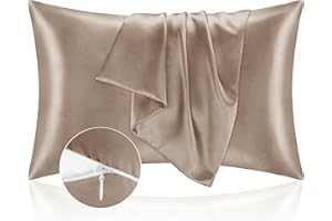 HOMEBLISS Federe Cuscino Letto 50x80 in Raso - Federa Setoso Proteggere Pelle e Capelli - OEKO-TEX - Super Morbida e Ipoallergenico - Federa 2 Pezzi con Cerniera Caffe