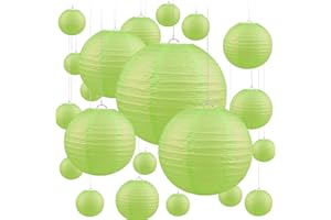 Jangostor 20 Pezzo Verde Frutta Lanterna di Carta Lanterna di Carta Rotonda, 15 CM, 20 CM, 25 CM, 30 CM Diverse Dimensioni Lanterne di Carta Appese per Matrimonio Feste di Compleanno Giardino