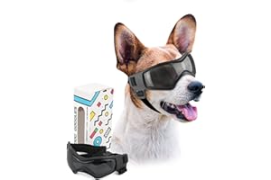 PETLESO Dog Goggles, UV Protection Sunglasses for Medium Dogs, Black, Medium Size
