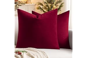 MIULEE Funda de Cojines Navidad de Terciopelo Cojines de Sofá Funda de Almohada Decorativo para Silla Cama Habitación Dormitorio Salón Sala de Estar Oficina 2 Piezas 55x55 cm Vino Rojo