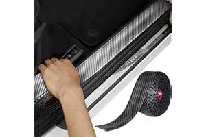 Genrics Car Door Sill Protector, 2.5M*3CM, Carbon Fiber Black, Rubber, Universal Fit, Bumper, Door, Window