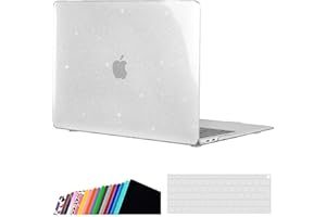 iNeseon Etui kompatybilne z 2020 2019 2018 MacBook Air 13 Cali A2337 (M1)/ A2179/ A1932, Wąskie Etui Ochronne Case + Osłona Klawiatury na MacBook Air 13 z Touch ID, Jasne Błyszczące