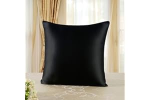 TOWNSSILK Taie d'oreiller 100% Soie Naturelle de mûrier - pour Les Cheveux et la Peau - 19 mm de Soie des Deux côtés - 1 unité, Soie,Noir, Standard 65x65cm