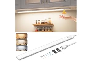Lureshine Réglette LED Cuisine de 55 cm, Dimmable Lampe Led Detecteur De Mouvement Interieur, 3 températures Lumiere reglette led cuisine Adaptée Armoires et plans de travail.