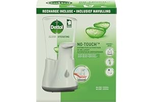DETTOL No Touch kit - Distributeur Automatique Effet INOX et Gel Lavant Mains Aloe Vera