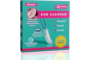 JICICUXI Ohrenschmalz Entferner Sauger 24 Stück Ohrenschmalz Sauger Ohrenschmalz Entferner-Werkzeug,Selbstklebende Ohrreiniger für kinder Erwachsene Waschbares Wiederverwendbar -S