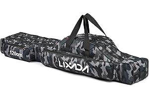 Lixada 3 Capas Bolsa de Pesca de con Correa para el Hombro 90 cm / 120 cm / 150 cm Estuche para Caña de Pescar Plegable Portátil Bolsa de Carrete de Caña Duradera Resistente al Desgarro