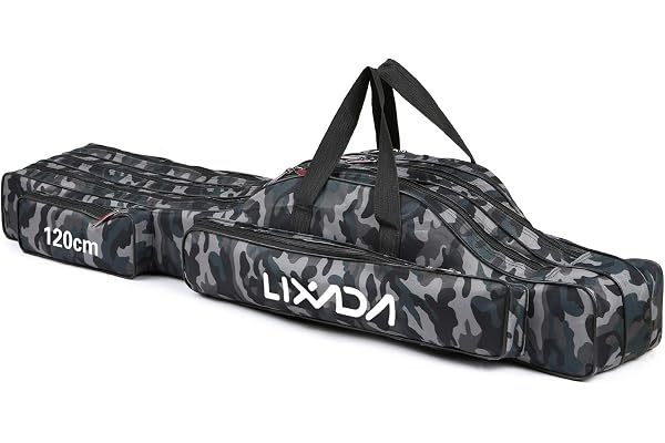 Lixada Sac de Pêche 3 Couches avec Bandoulière 90 cm/120 cm/150 cm Portable Étui pour Canne à Pêche Pliable Résistant à la Déchirure Durable Rod Reel Bag