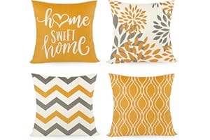 Joyshare Cushion Cover, 40 x 40 cm, Set di 4 con Home Sweet Home, Decorative Cushion Cover con cerniera nascosta, Divano Cushion, Divano Cushion Christmas (40 x 40, Giallo)