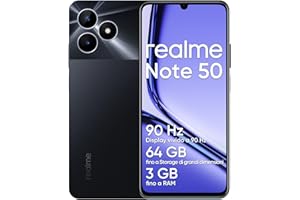 realme Note 50 Smartphone Android, 4G Cellulare Dual SIM, Display LCD da 6.74", 3GB RAM 64GB ROM, Fotocamera AI da 13MP, Batteria da 5000 mAh, Ricarica Veloce SUPERVOOC, Corpo sottile 7,99mm, Nero