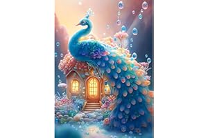 DOMROM Diamant Painting Bilder, Pfau Diamant Painting Set für Erwachsene, Diamant Painting Bilder Vollbohrer 5D DIY Malen nach Zahlen Diamant Anfänger für Gift Home Wall Decoration 30x40cm