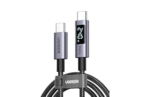 Kabel UGREEN 240 W USB-C do USB-C z wyświetlaczem cyfrowym, kabel do szybkiego ładowania PD3.1 z transferem danych 480 Mb/s i chipem E-Marker do modeli iPhone 17/16/15, Galaxy S25, MacBook (2 m)