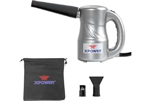 XPOWER Electric Air Duster for Dusting Drying Inflating Blowing Car Detailing Computer Leaf Blowing (Plata, A-2C)