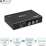 Portta AV / S-Video zu HDMI Konverter RCA zu HDMI Adapter Up-Scaler AV oder CVBS Composite S-Video + R/L Audio zu HDMI Conver