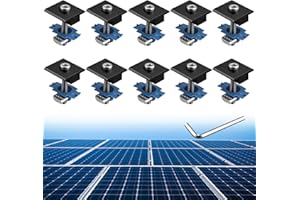 Anbte 10pcs Solar Panels Mid Clamps for Unistrut, Aluminium Solar Panel Brackets 30mm/35mm, Mounting Kit for Metal Roof, Tin Roof, Flat Roof, Sheet Roof, Black