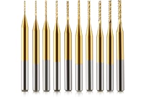 Trvoxviq 10 frese in metallo duro, codolo 1/8 in titanio coat CNC, fresa da intaglio, fresa a a testa girevole, strumento per incisione per PCB/SMT/legno duro/circuito/fibra, 0,6-1,5 mm