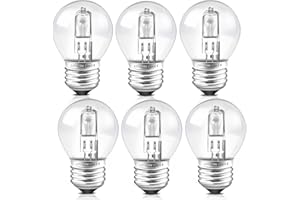 LIUYIFE G45 E27 Golf Ball Bulb 28W Dimmable, Warm White 2700K 370LM, AC 220-240V, ES Large Edison Screw Mini Globe Light Bulbs, E27 Classic Clear Round Bulb for Chandelier, Wall Lamps, Table Lamp, Pack of 6