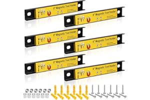 WOWLED 6 Pack 8 Inch Magnetic Tool Holder Strip, Heavy Duty Wall Mount Spanner Organizer Rack Magnet Tool Tray Storage Strip for Garage Workshop