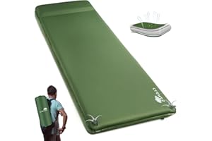CLEMAS Materassino autogonfiante da campeggio con cuscino, gonfiaggio rapido in 20 secondi, spessore 8 cm, comodo materasso da campeggio e lettino da campeggio, materasso autogonfiante per auto, viaggi,