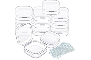 DUOFIRE Scatola portaoggetti piccola in plastica trasparente piccola scatola con coperchio per perline, artigianato, gioielli (3,5 x 3,5 x 1,8 cm, 12 pezzi)