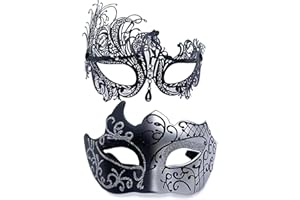 YIMINI 2 Stück Venezianische Maske, Venezianische Maskerade Maske, Ball Masquerade Mask, Maskerade Maske Venezianischen, Geeignet für Männer, Frauen, Tänze, Partys