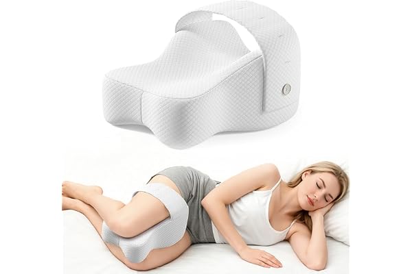 Jinfanshurich Knäkudde för personer som sover på sidan, ergonomisk knäkudde för sömn med rem, minnesskumben kudde för höft, rygg och knän, avtagbart överdrag, andas