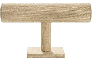 Bocar Bracelet Holder, Linen Bangle & Watch Display Stand, T-Bar Holder for Jewelry Display, for Dresser Table Top (DCJ-Linen)