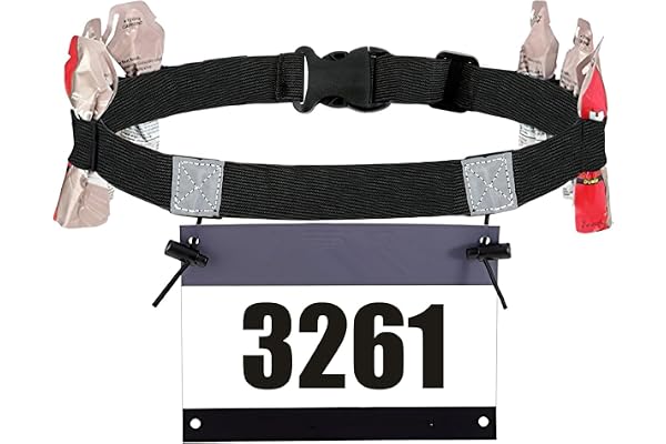 Porte Dossard, Ceinture Running, Numéro de Participant Coureur, pour Marathon Triathlon Ceintures, Porte Dossard Vélo, Léger et Respirant, sans Épingle à Porter, Fixation et Maintien Optimaux (Noir)