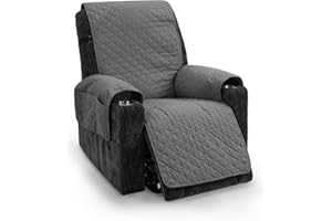 TIANSHU Funda Sillón Impermeable Funda Sillon Relax Reclinable Acolchado Reversible Fundas Sillon Relax Ajustables Antideslizante Lavable Mascotas Amigables (Gris)