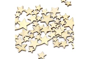 CHEERYMAGIC Wooden Star Craft Ornament, Mixed Size Star Embellishments for Wedding Party Scrapbook DIY Decoration A9WJXZSMP-by