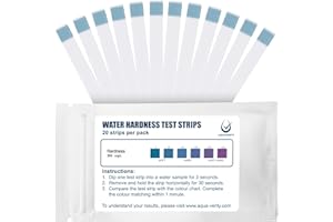 AQUAVERITY Water Hardness Test Strips – Pack of 20 – Fast & Accurate Results in 30 Seconds – Hardness Water Testing Kit – Ideal for Tap, Aquariums, Pools, Hot Tubs, and Appliances