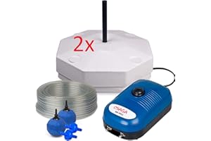 WAGNER GREEN ALLES FÜR DEN GARTENTEICH Teich Eisfreihalter Set XL inkl. regelbarer Luftpumpe OSAGA MK-9502 und Zubehör, für einen eisfreien Gartenteich, Anti Ice Winter