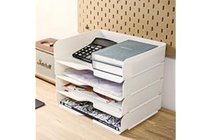 ‎EASYHOMIE Easyhomie Vierstufige Ablagekorb A4, Multifunktionale Briefablage & Dokumentenablage aus PET Kunststoff, Stapelbare Büro Organizer
