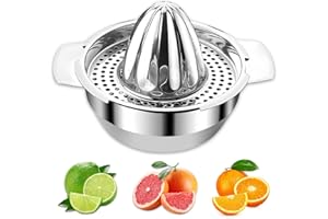 DONGDA Zitronenpresse Edelstahl, Manuell Zitruspresse mit Behälter Robust Orangenpresse Spülmaschinenfest für Zitronen Orange und Zitrus - Fassungsvermögen 450ml