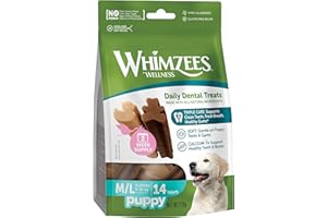 WHIMZEES Puppy Stix, Kauknochen für große Welpen, Hundesnack zur Zahnpflege, Größe M/L, 14 Stück, ohne Zuckerzusatz, getreidefrei, natürlich, fettarm
