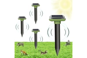 YC360 Repelente de Topos solares, ahuyentador de Topos,Ahuyentador de Ratas, Ahuyentador de Topos, Repelente Ultrasónico de Ratones,Anti Topos, Serpientes, Ahuyentador de Ratas, Ratones 4 Piezas